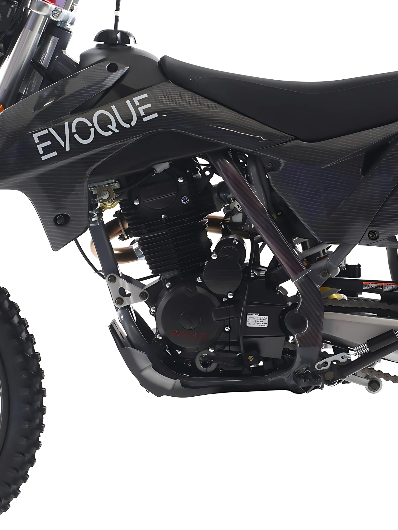 High-power 250cc engine dirt bike,
Evoque VQ-250RL front disc brakes and suspension,
Rear mono shock suspension VQ-250RL,
Manual transmission 250cc dirt bike