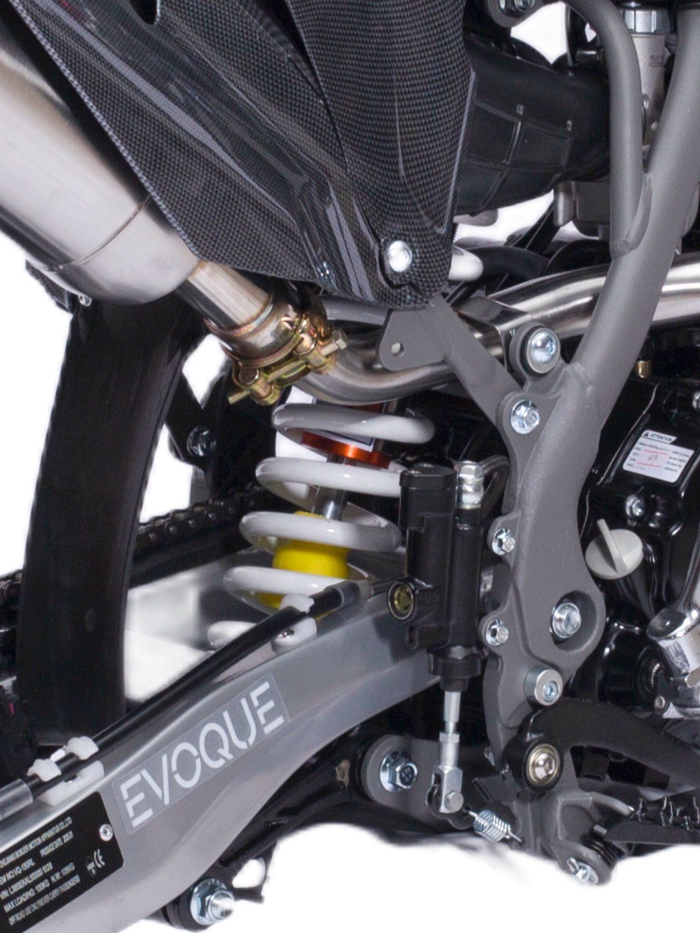 Evoque VQ-150RL dual suspension system,
VQ-150RL front disc brake with fork guards